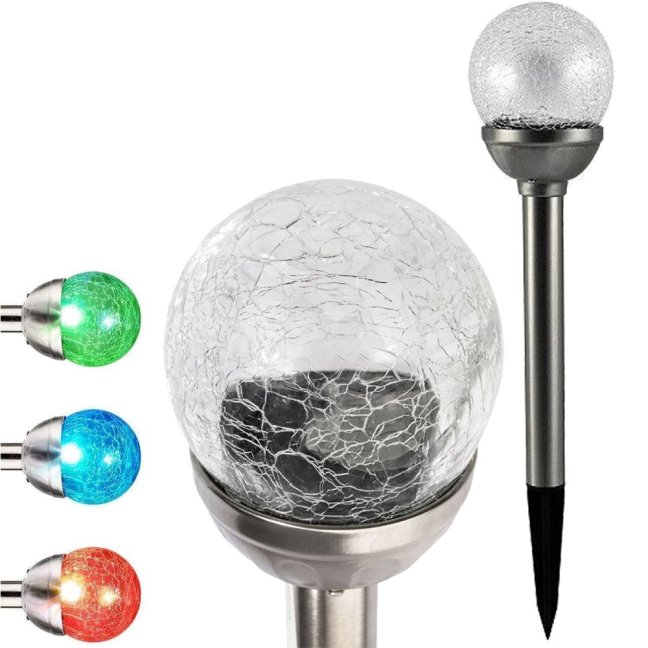 Solárne LED záhradné svietidlo zapichovacie GLASS Inox - 8 cm - Polux