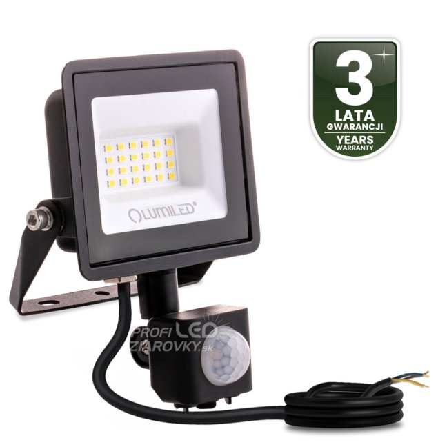 LED reflektor ZUNA2 20W 1800lm 6500K IP44 Black Senzor pohybu LUMILED
