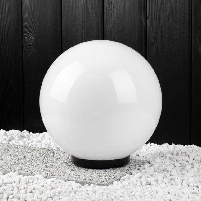 Solárna záhradná lampa LED 6500K IP44 25cm zapichovacia zemná biela guľa ATRIS LUMILED