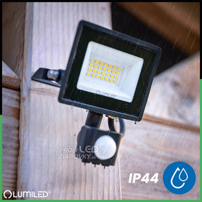 LED reflektor ZUNA2 20W 1800lm 6500K IP44 Black Senzor pohybu LUMILED