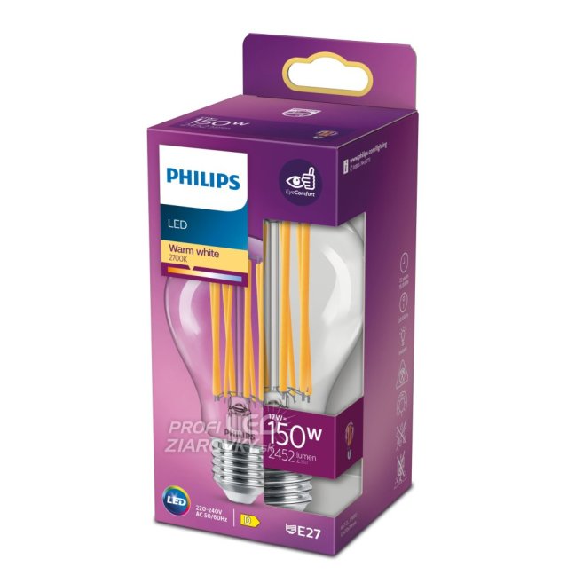 LED žiarovka E27 A67 17W = 150W 2452lm 2700K Warm Filament PHILIPS