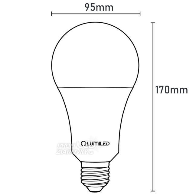 LED žiarovka E27 A80 24W = 200W 3452lm 3000K Warm 260° CCD LUMILED