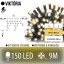 Svetelný záves vonkajší 9 m, 150 LED, teplá biela, flash studená biela – Viktória