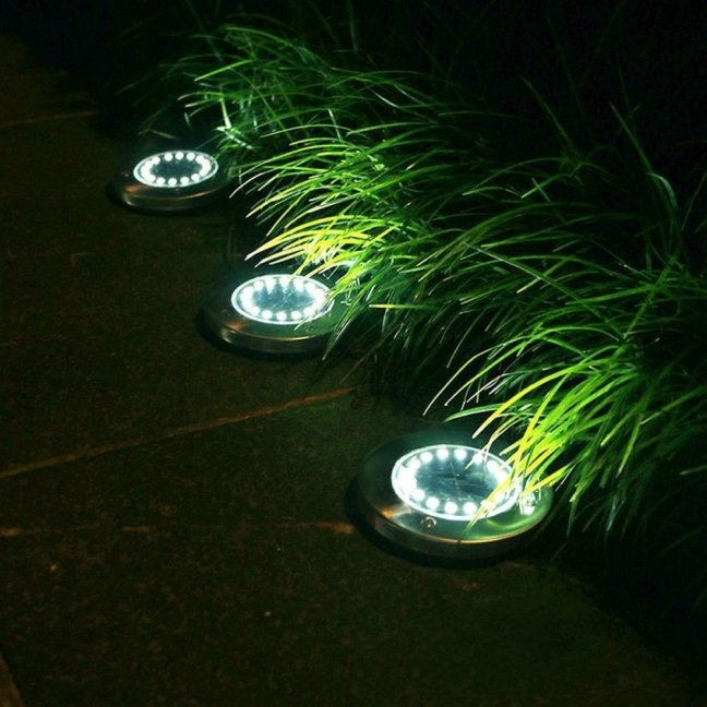 Záhradná solárna lampa 16x LED - zapustená - sada 4ks - studená biela