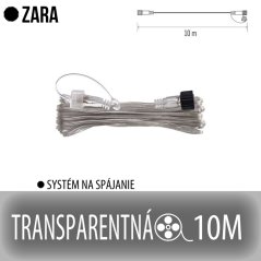 Zara predlžovací kábel pre spojovateľné reťaze - 10m - transparentný