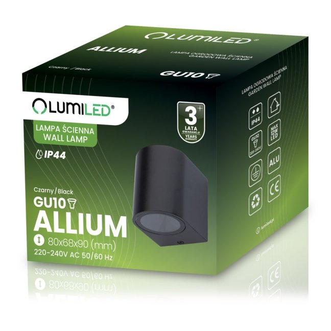 Vonkajšie nástenné svietidlo záhradné fasádne GU10 ALLIUM čierna LUMILED