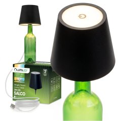 Lampa stolová stolná nočná zátka do fľaše vína USB CCT 3 farby SALCO čierna LUMILED