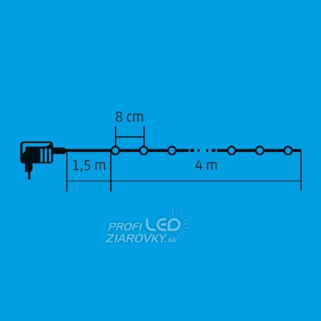 Vianočná led svetelná reťaz vnútorná - 50led - 4m teplá biela