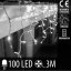 Svetelný záves vonkajší 3 m, 100 LED, studená biela, 8 programov
