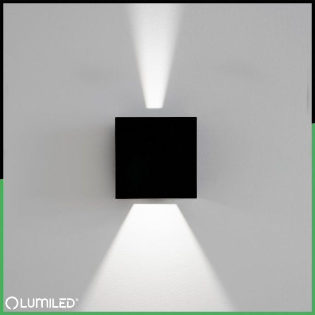 LED fasádne nástenné svietidlo 2x3W 4000K Nastaviteľné zhora nadol Čierna PICEA LUMILED