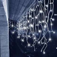 Vianočná led svetelná záclona na spájanie vonkajšia flash - 300led - 12m - studená biela / studená biela