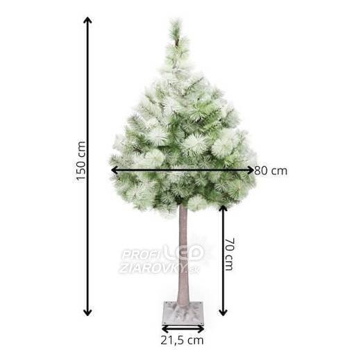 Dekoračný vianočný stromček na kmeni - 128 LED - 150 cm, zasnežený