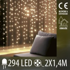 Vianočná DOT Led svetelná záclona vonkajšia - 294led - 2x1,4m - teplá biela