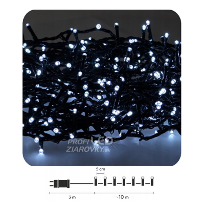 Svetelná reťaz vonkajšia 10 m, 200 LED, studená biela, na spájanie, svetelné programy Svetelná reťaz vonkajšia 10 m, 200 LED, studená biela, na spájanie, svetelné programy