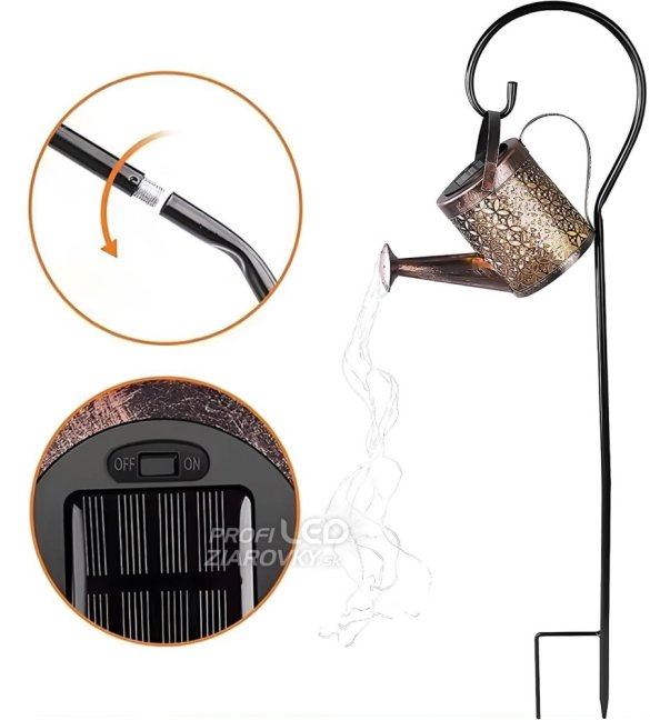 LED solárne poháňaná medená kanva IP44 Záhradná lampa