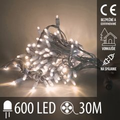 Svetelná reťaz vonkajšia 30 m, 600 LED, teplá biela