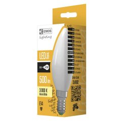 Led žiarovka candle 6w e14 teplá biela