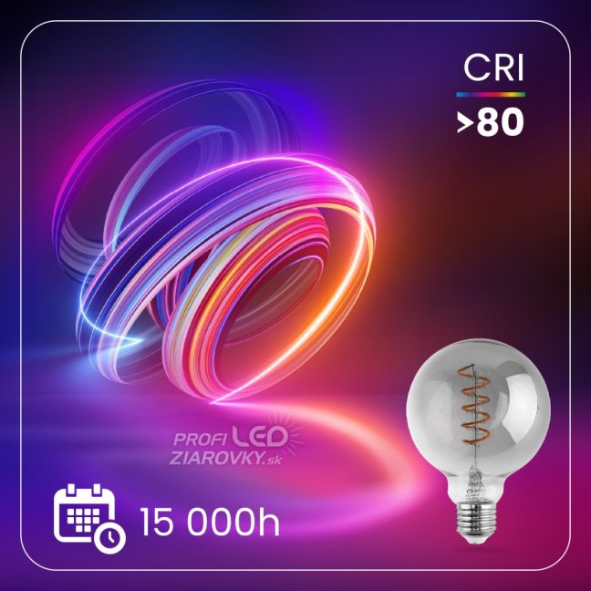 Dekoratívna LED žiarovka E27 G95 6W = 50W 420lm 2200K Teplé 360° vlákno LUMILED GLOBE Smokey