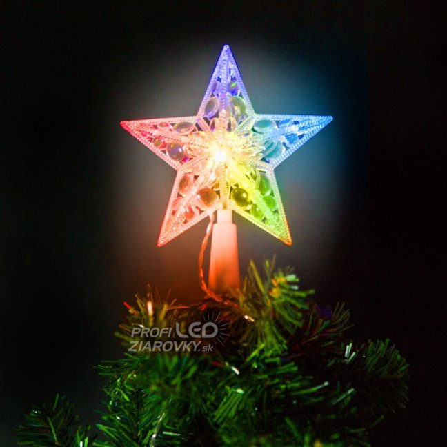 Vianočná LED hviezda na špic stromu - 10 LED - 15 cm - RGB - 2 x AA