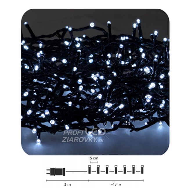 Svetelná reťaz vonkajšia 15 m, 300 LED, studená biela, na spájanie, svetelné programy Svetelná reťaz vonkajšia 15 m, 300 LED, studená biela, na spájanie, svetelné programy