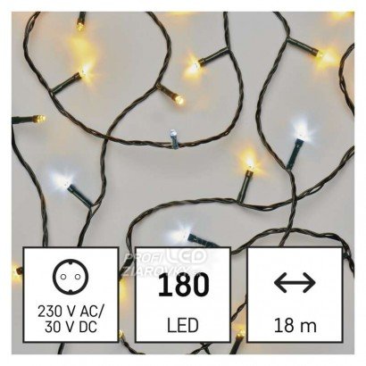 Svetelná reťaz blikajúca vonkajšia aj vnútorná 18 m, 180 LED, teplá a studená biela