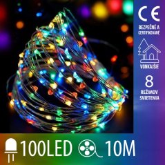 Svetelná mikro reťaz vonkajšia 10 m, 100 LED, farebná, 8 programov