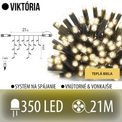 Viktória led svetelná záclona vonkajšia - 350led - 21m teplá biela