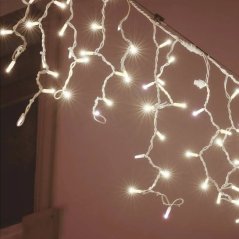 Viktória led svetelná záclona vonkajšia flash - 450led - 27m studená biela / flash prebliknutie studená biela - biely kábel