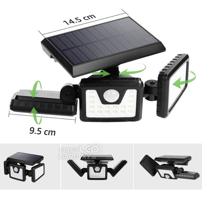 Solárne svetlomety 74x LED 15W 450lm Studený senzor pohybu IP65