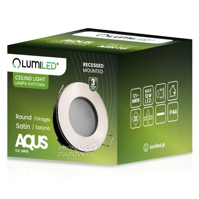 HALOGEN svietidlo na zapustenie do kúpeľne hermetické AQUS GU10 LUMILED Satin IP44 FIXED