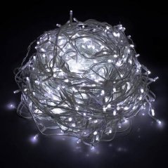 Svetelný záves s cencúľmi vonkajší 12 m, 300 LED, studená biela, 8 programov, časovač, ovládač, na spájanie