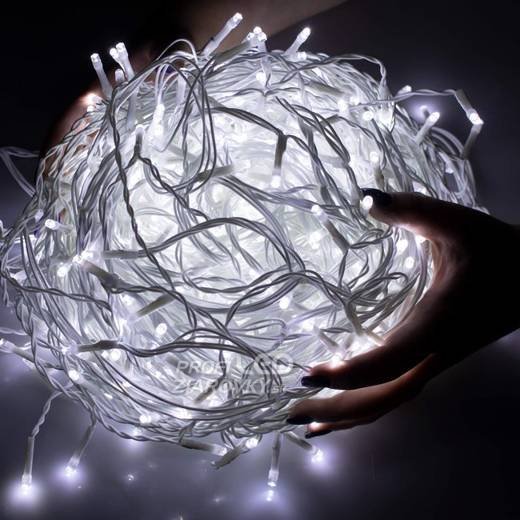 Svetelný záves vonkajší 60 m, 1500 LED, studená biela, svetelné programy