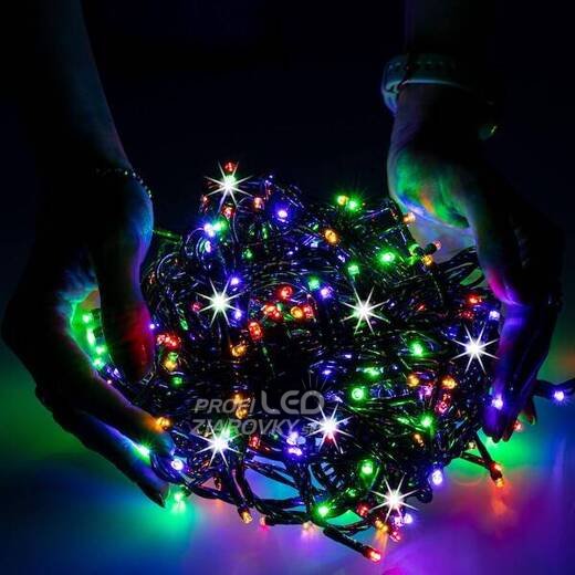 Svetelná reťaz vonkajšia 25 m, 500 LED, farebná, flash studená biela