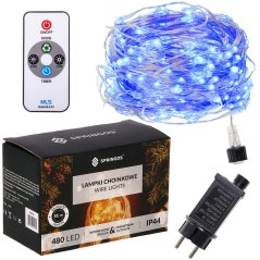 Vianočná led svetelná mikro reťaz vonkajšia + programator + diaľkové ovládanie - 480ed - 48m modrá
