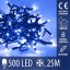 Svetelná reťaz vonkajšia 25 m, 500 LED, modrá, na spájanie, 8 programov
