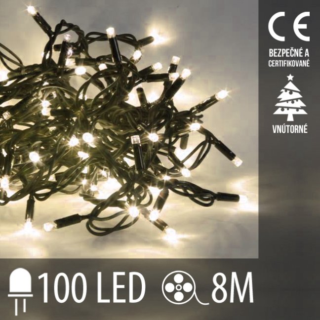 Vianočná led svetelná reťaz vnútorná - 100led - 8m teplá biela Vianočná led svetelná reťaz vnútorná - 100led - 8m teplá biela