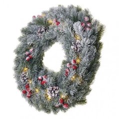 Led vianočný veniec, 38cm, 2×aa, vnútorný, teplá b., časovač