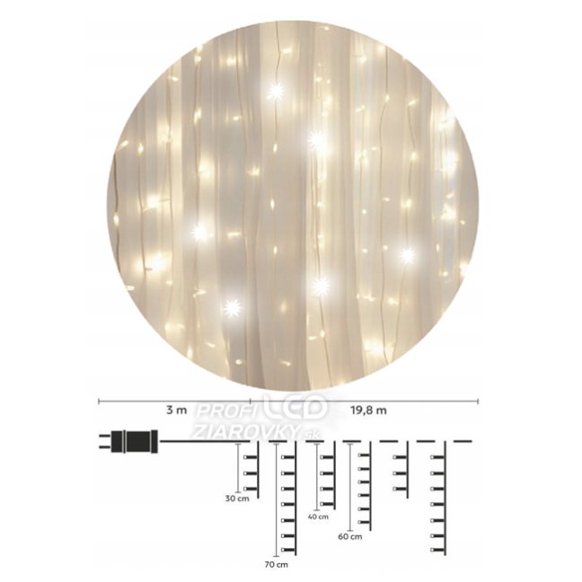 Svetelný záves vonkajší 20 m, 500 LED, teplá biela, flash studená biela, na spájanie Svetelný záves vonkajší 20 m, 500 LED, teplá biela, flash studená biela, na spájanie