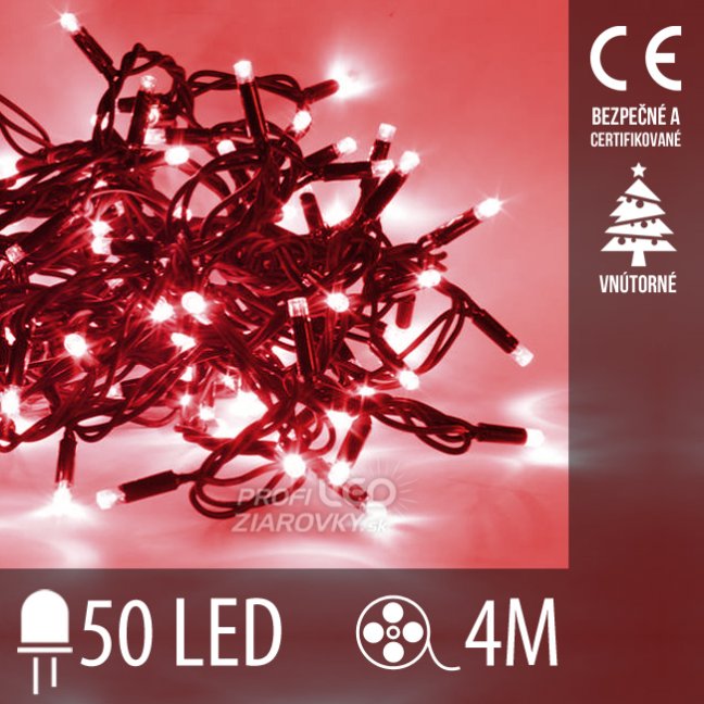 Svetelná reťaz vnútorná 4 m, 50 LED, červená