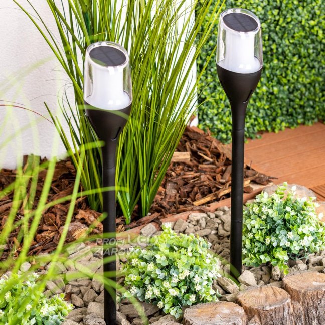 LED solárna vonkajšia záhradná lampa IGNIS 64 cm LUMILED s efektom plameňa