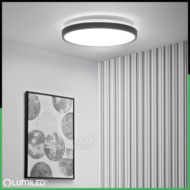 LED stropný plafón 36W 4000K CELIS Round IP44 Black Ring ALS LUMILED