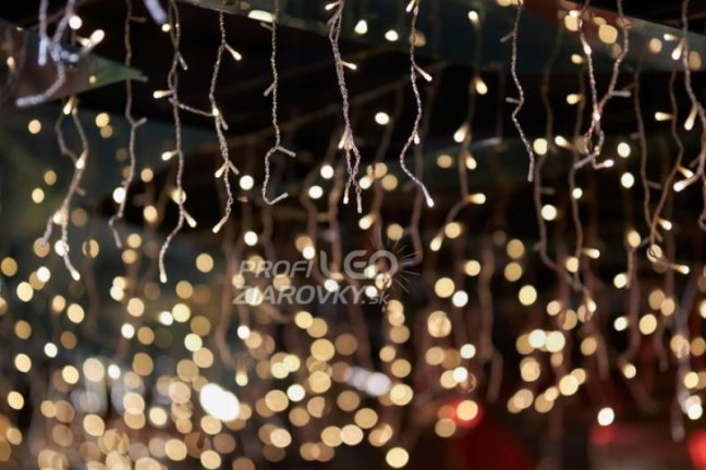 Svetelný záves vonkajší 12 m, 300 LED, teplá biela, na spájanie, svetelné programy