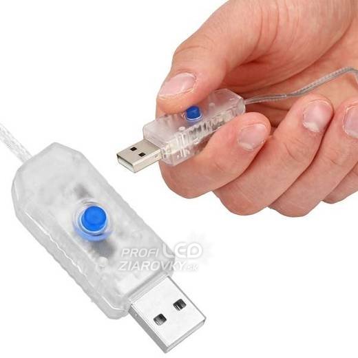 Svetelný záves vnútorný USB 3 × 3 m, 300 LED, studená biela, 8 programov