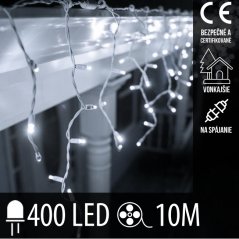 Svetelný záves vonkajší 10 m, 400 LED, studená biela