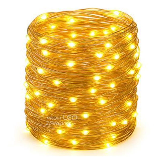 Solárna záhradná girlanda okrasná svetelná reťaz 100 LED diód - teplá farba