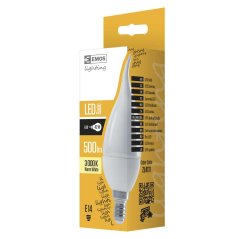 Led žiarovka candle tail e14 6w teplá biela