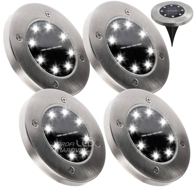 Sada 4x záhradná lampa 8x LED 0,8W SOLAR DOGRUNT s krytím IP54
