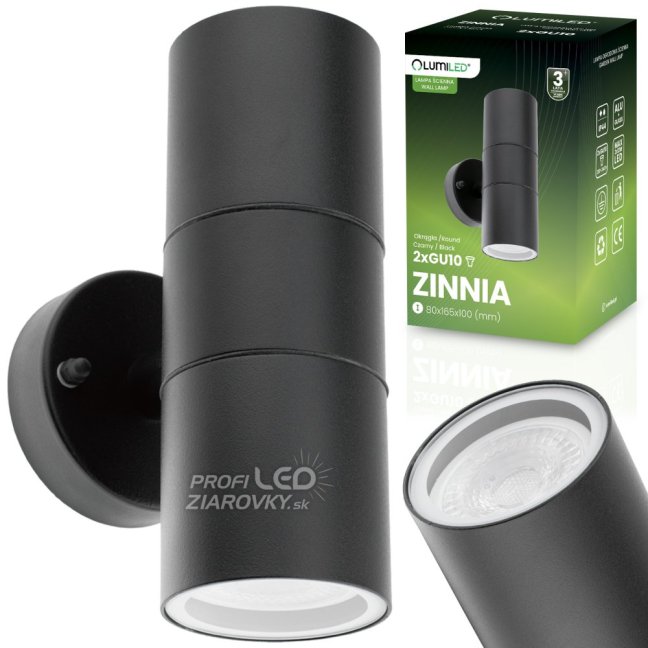 Záhradné nástenné svietidlo fasáda zhora nadol LED GU10 IP44 ZINNIA Black Lumiled
