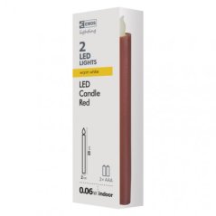 Led sviečky, 25cm, metalické červené, 2× aaa, jantarová,2 ks