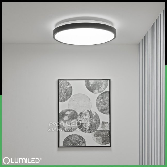 LED stropný plafón 36W 4000K CELIS Round IP44 Black Ring ALS LUMILED